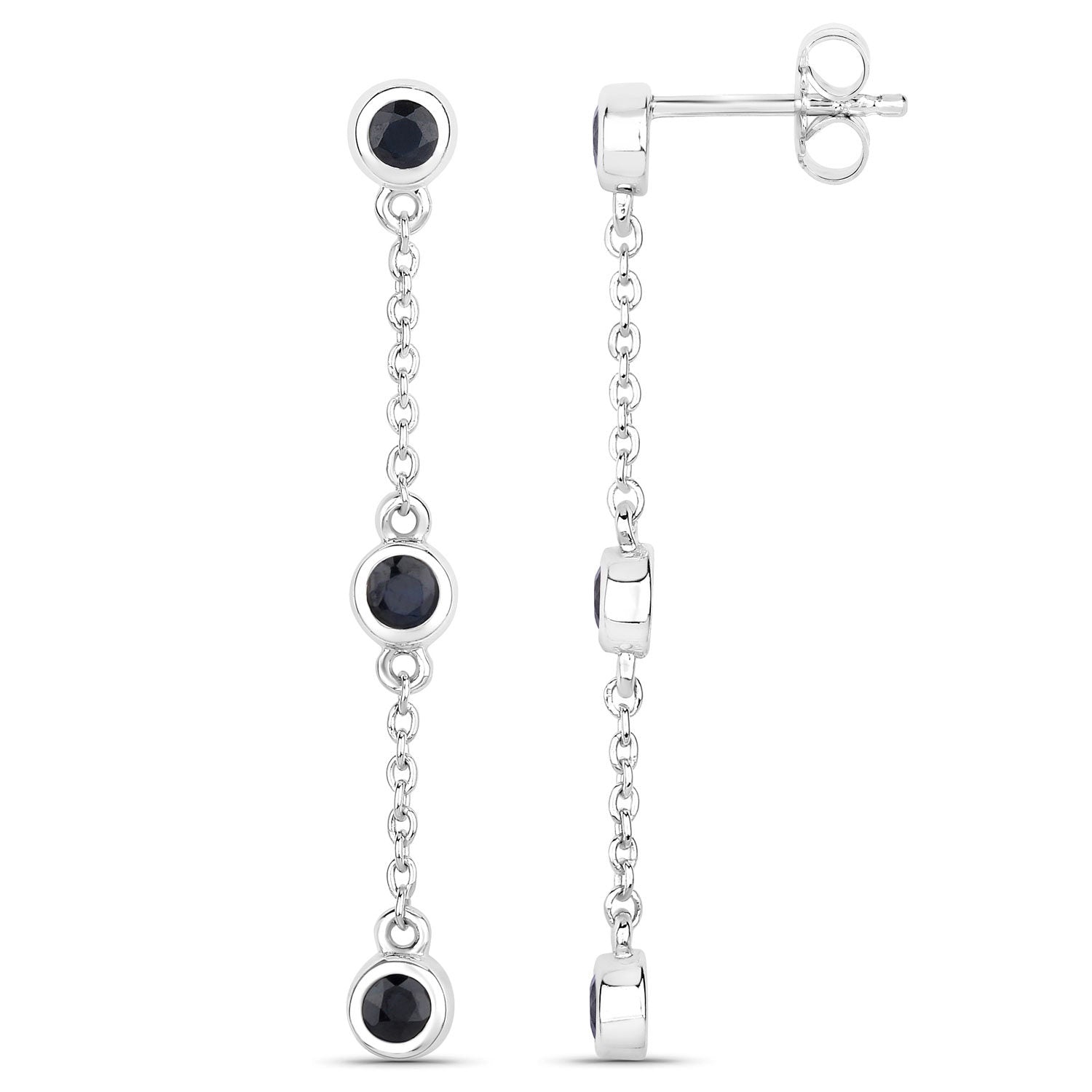 Blue Sapphire Earrings 0.64 Carats Sterling Silver