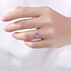 Pink Sapphire Ring With Diamonds 0.96 Carats 14K White Gold