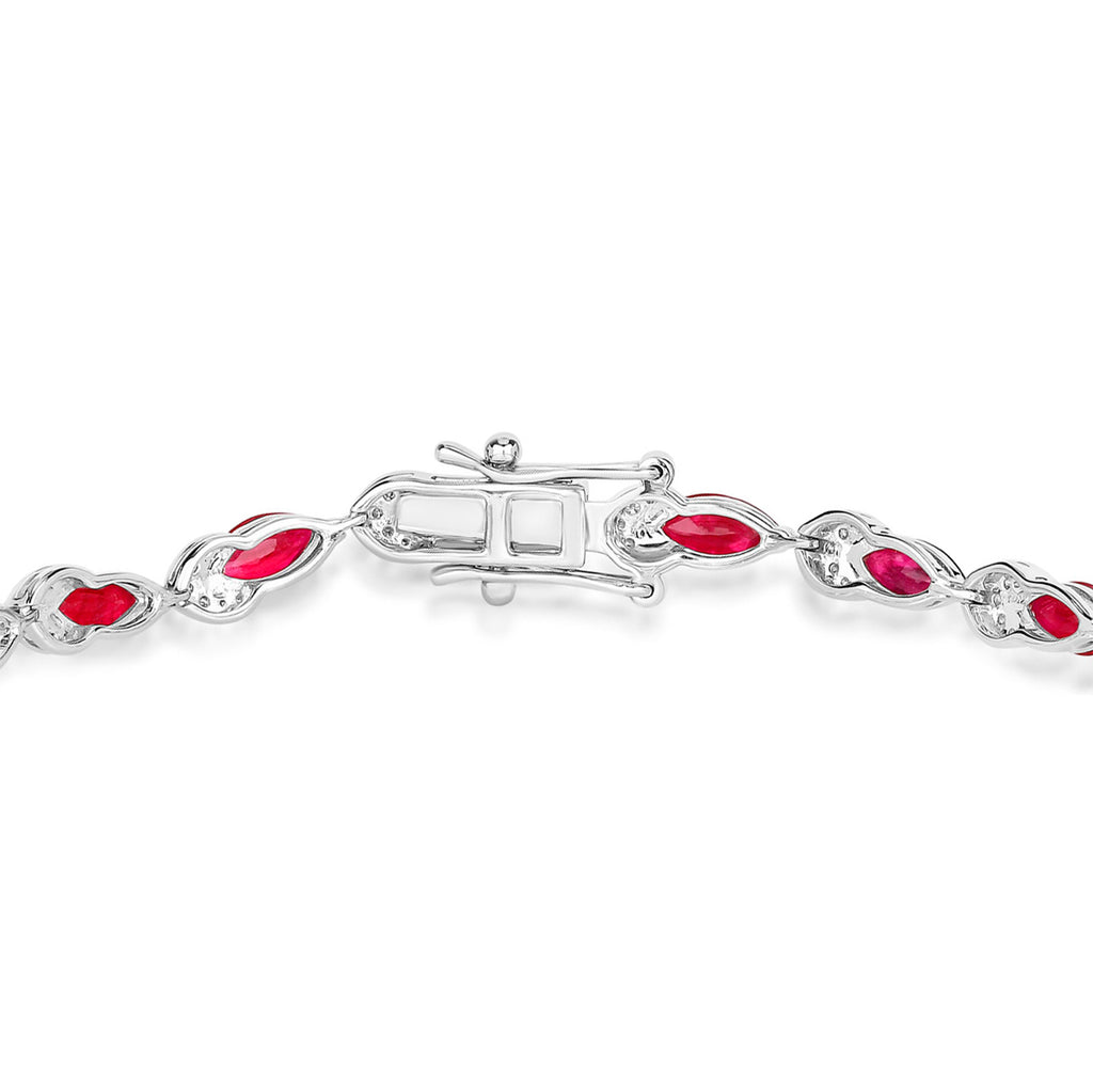 Ruby Bracelet With Diamonds 6.74 Carats 14K White Gold