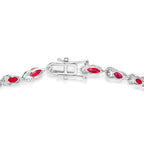 Ruby Bracelet With Diamonds 6.74 Carats 14K White Gold