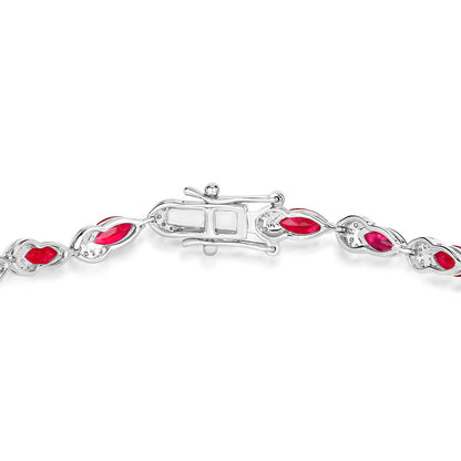 Ruby Bracelet With Diamonds 6.74 Carats 14K White Gold