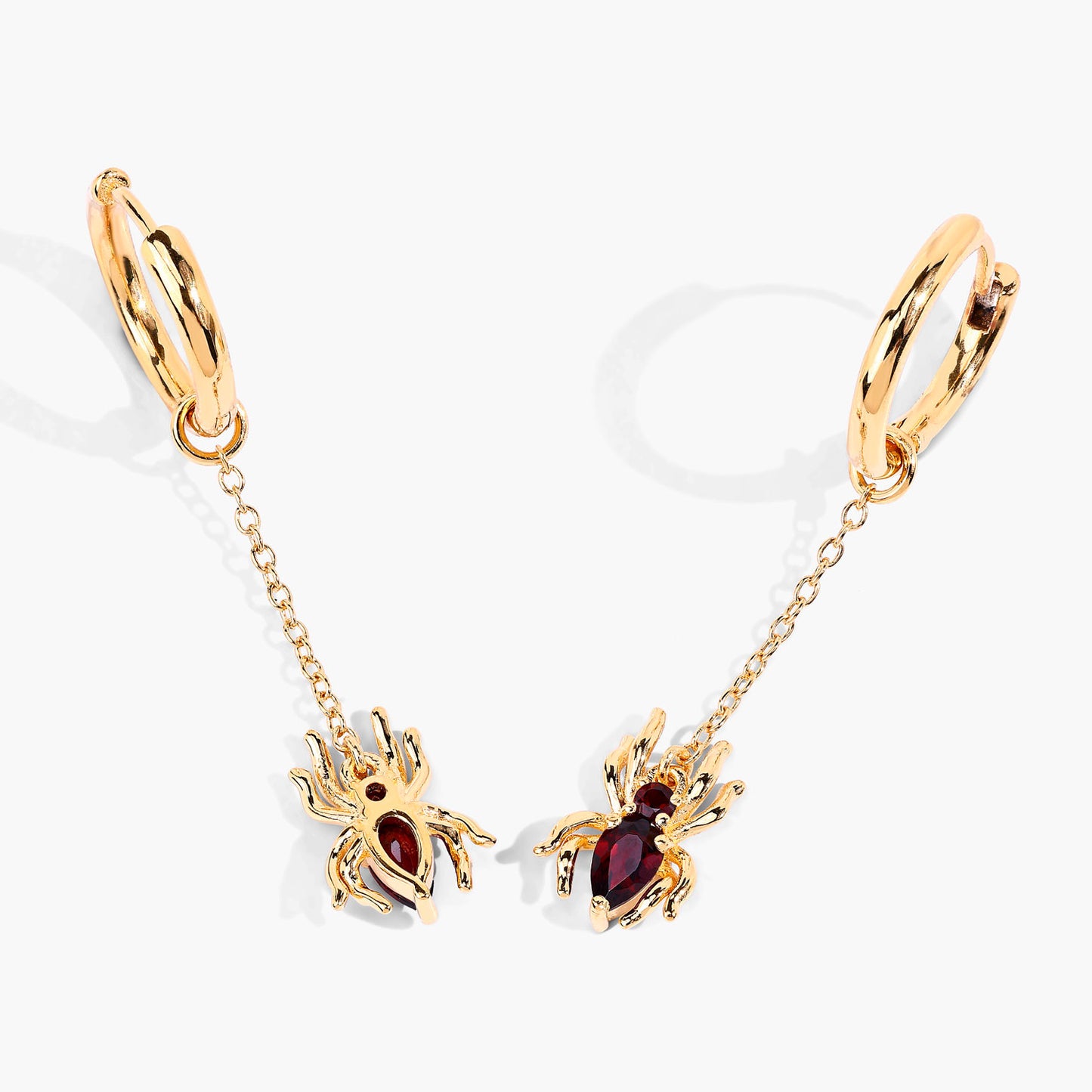 Garnet Spider Earrings 0.56 Carats Gold Plated Silver