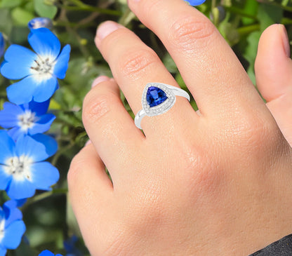 Natural Tanzanite Ring With Diamonds 1.44 Carats 14K White Gold