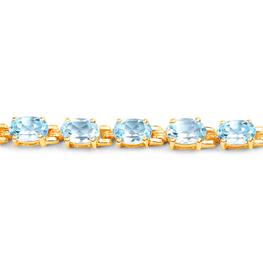 Blue Topaz Tennis Bracelet 11.2 Carats Gold Plated Silver