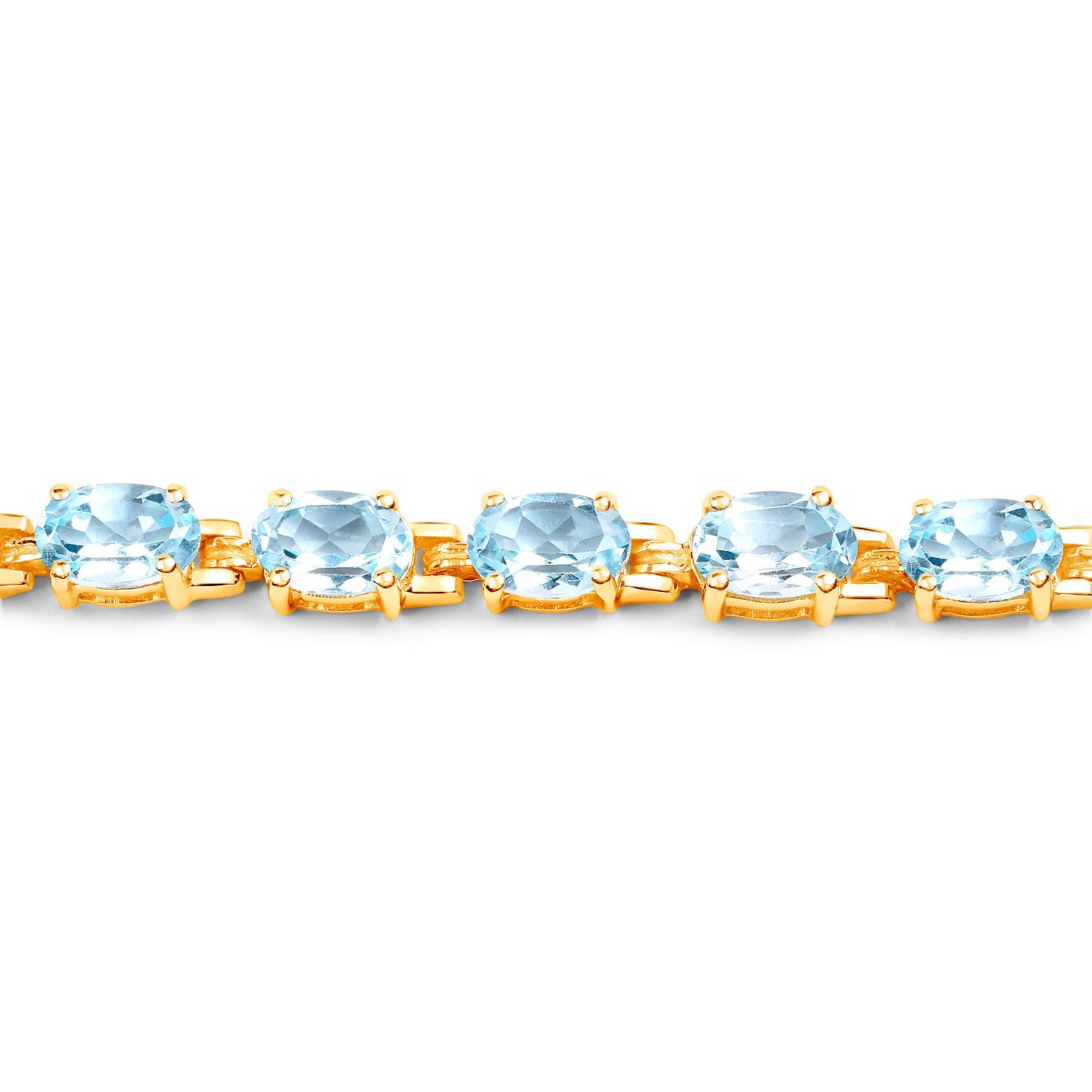 Blue Topaz Tennis Bracelet 11.2 Carats Gold Plated Silver