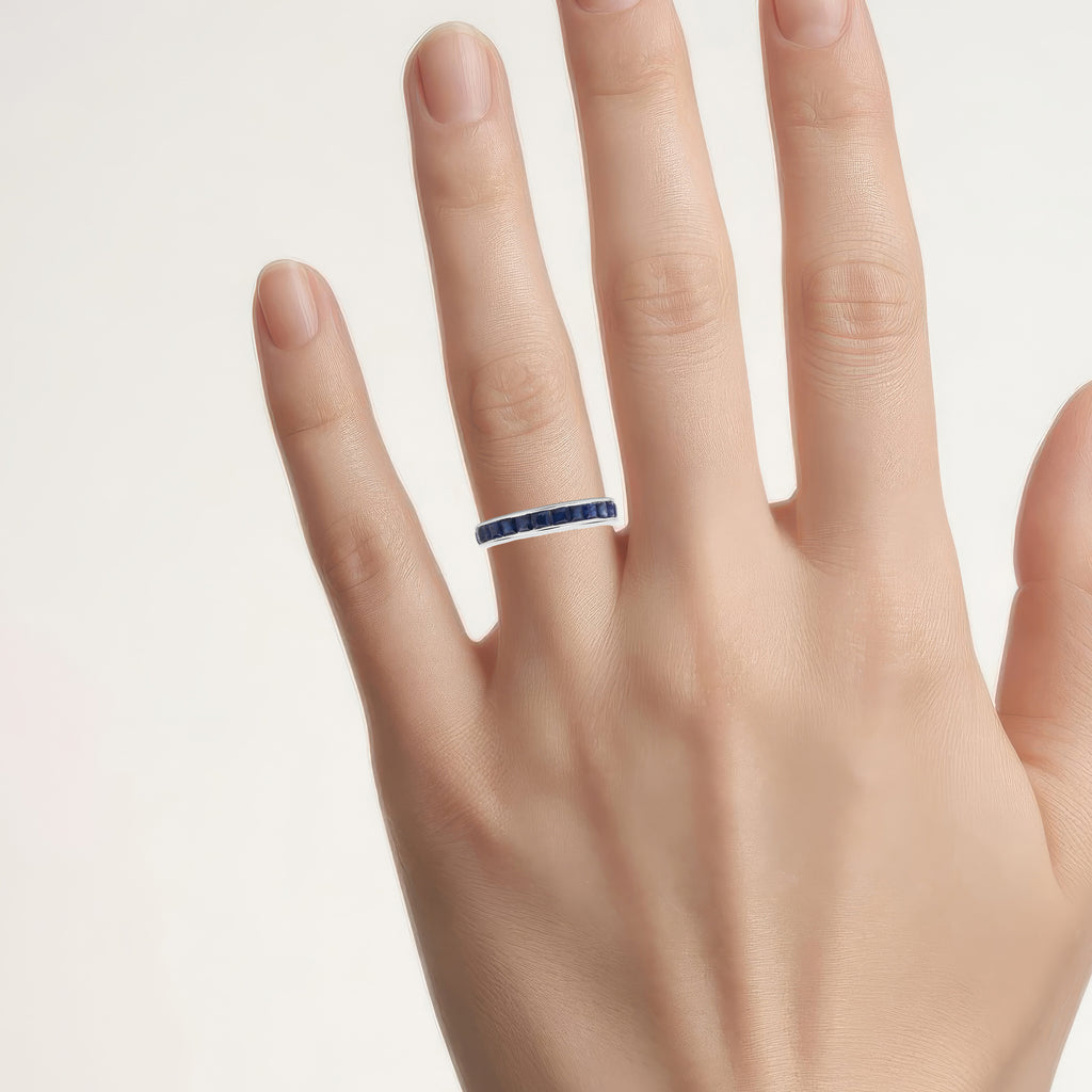 Blue Sapphire Ring 3.1 Carats Sterling Silver