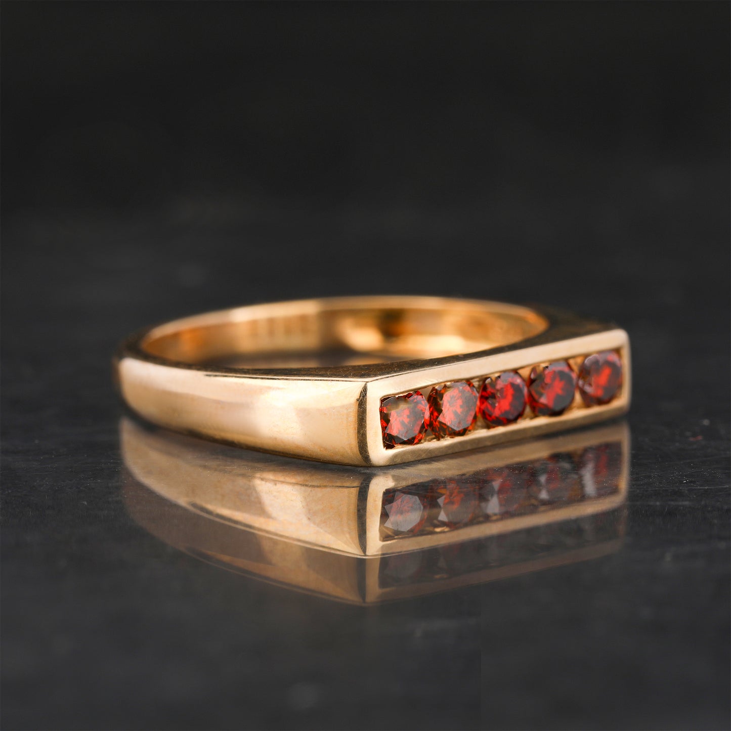 Red Diamond Ring 0.35 Carats 9K Yellow Gold
