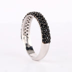 Natural Black Spinel Band Ring 1.34 Carats Sterling Silver