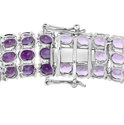 Natural Amethyst Bracelet Light to Dark 32.30 Carats Sterling Silver