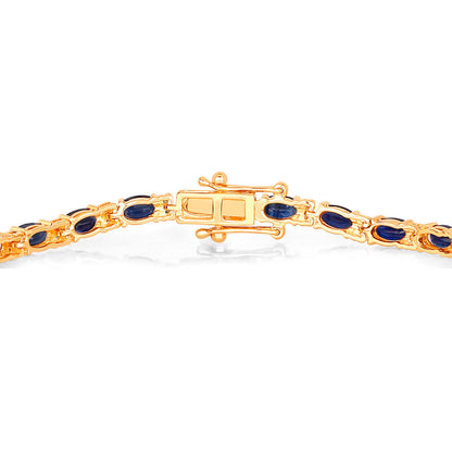Blue Sapphire Bracelet With Diamonds 5.84 Carats 14K Yellow Gold