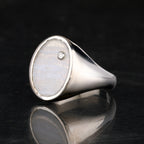 Blue Lace Agate Ring With Diamonds 1.68 Carats Sterling Silver