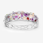 Multicolor Gemstone Bangle Bracelet 21 Carats Sterling Silver