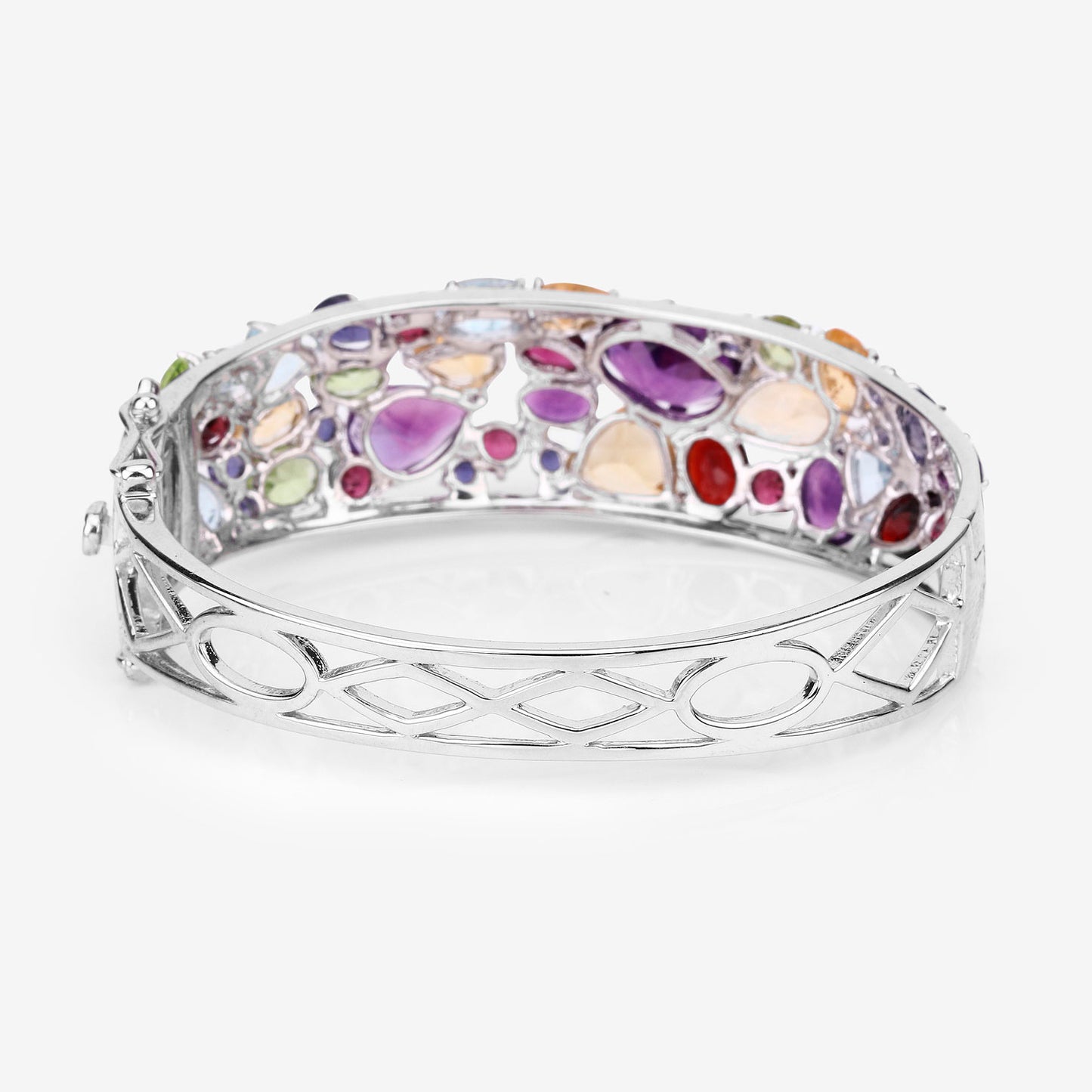 Multicolor Gemstone Bangle Bracelet 21 Carats Sterling Silver