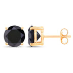 Black Diamond Stud Earrings 4.76 Carats 14K Yellow Gold