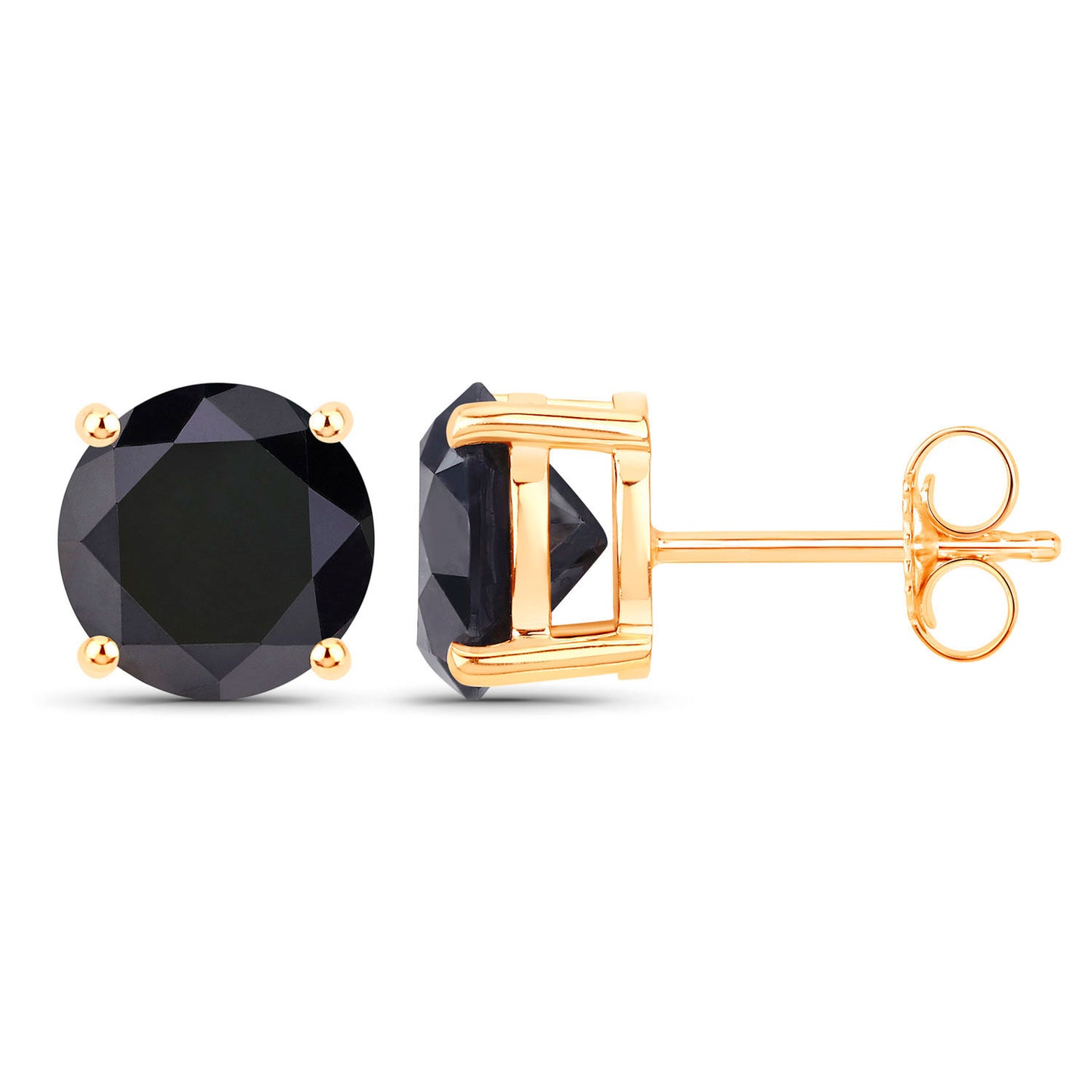 Black Diamond Stud Earrings 4.76 Carats 14K Yellow Gold