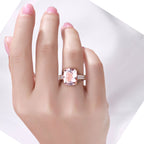 Morganite Ring With Diamonds 4.9 Carats 14K Rose Gold