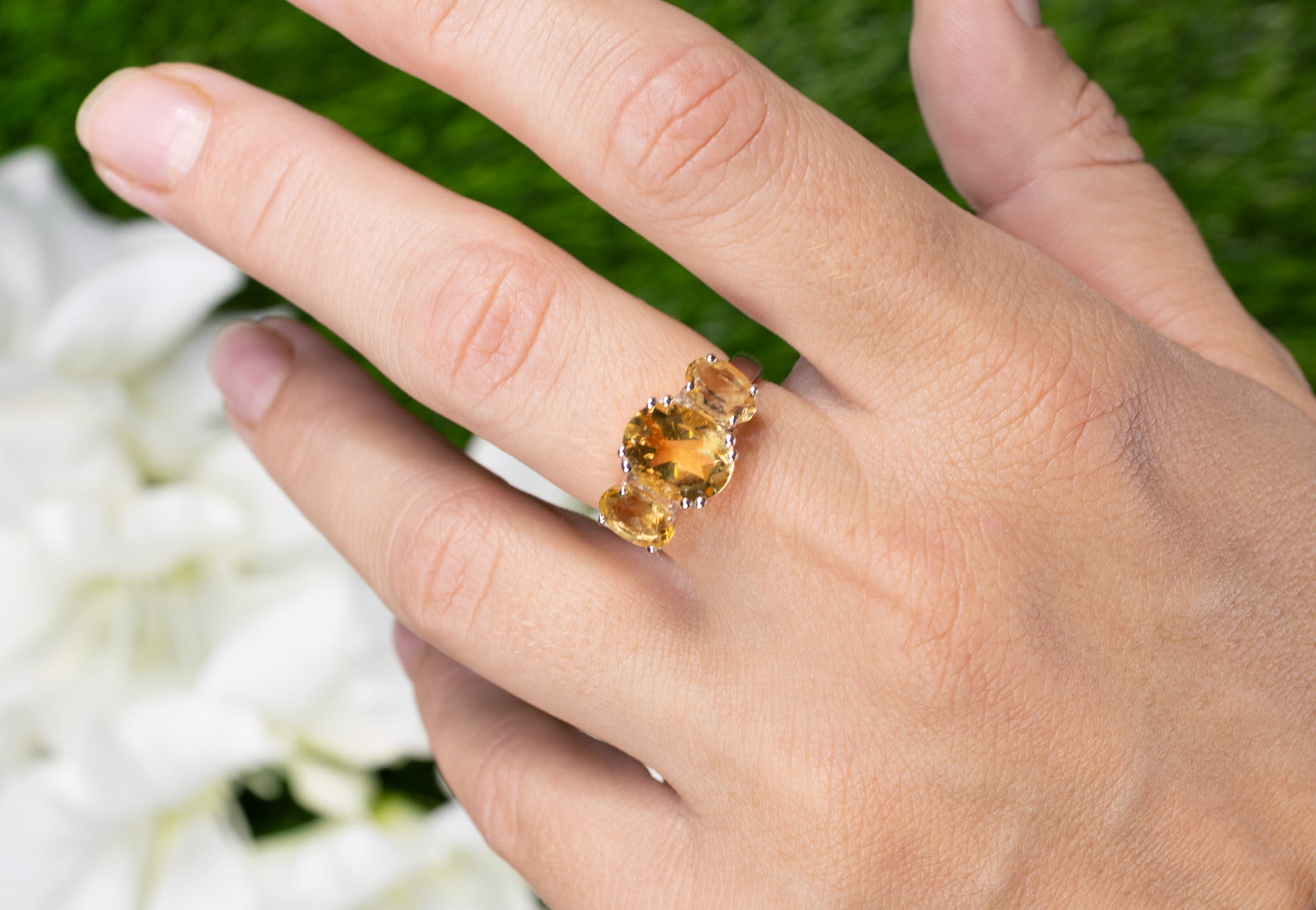 Citrine Three Stone Ring 3.75 Carats