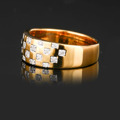Diamond Band Ring 0.18 Carats Gold Plated Silver