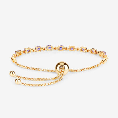 Tanzanite Bracelet With Diamonds 1.54 Carats Gold Plated Silver