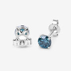 Blue Diamond Stud Earrings 0.8 Carats 14K White Gold