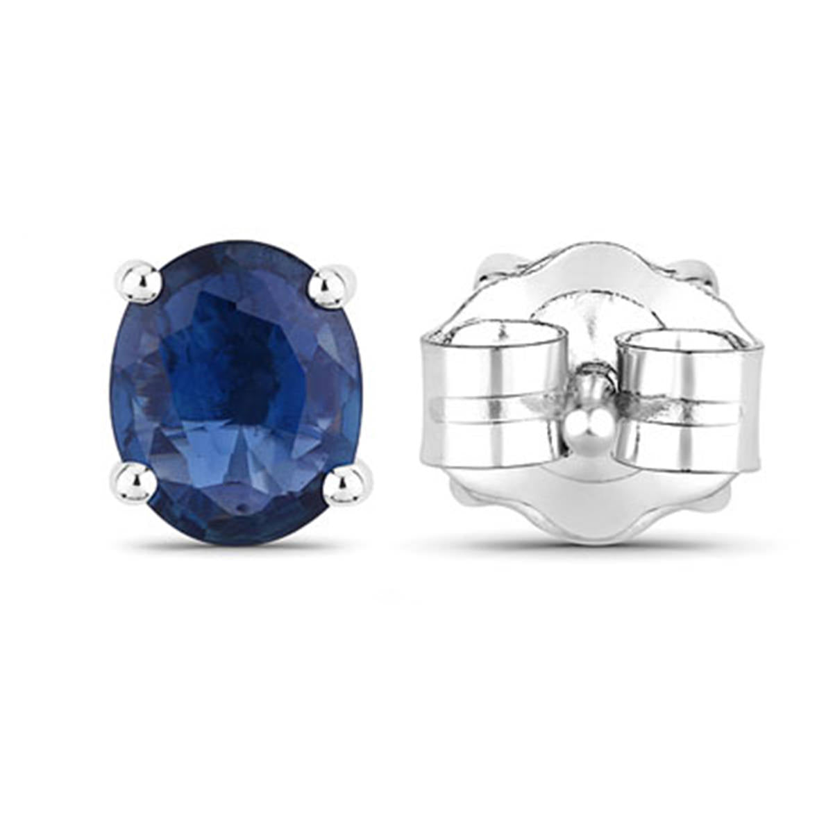 Blue Sapphire Stud Earrings 0.66 Carats 14K White Gold