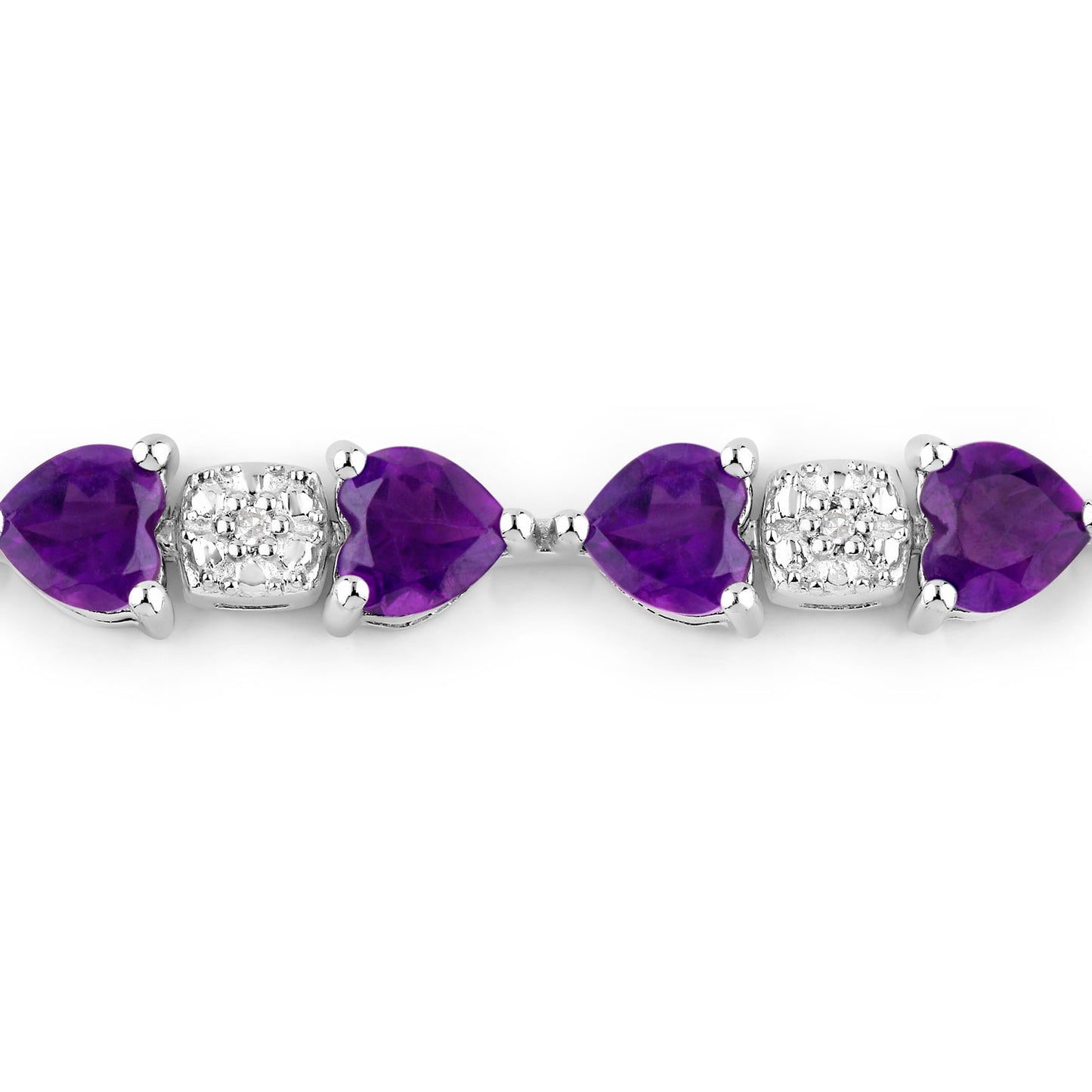 Amethyst Tennis Bracelet White Diamonds 9.5 Carats Sterling Silver