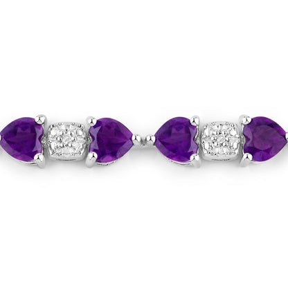 Amethyst Tennis Bracelet White Diamonds 9.5 Carats Sterling Silver