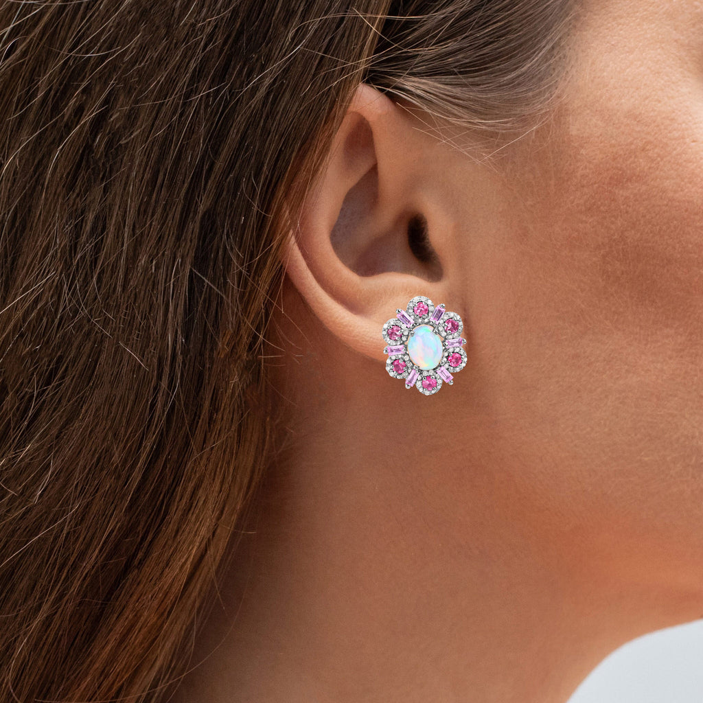Natural Mixed Gemstones Earrings 3.78 Carats Sterling Silver