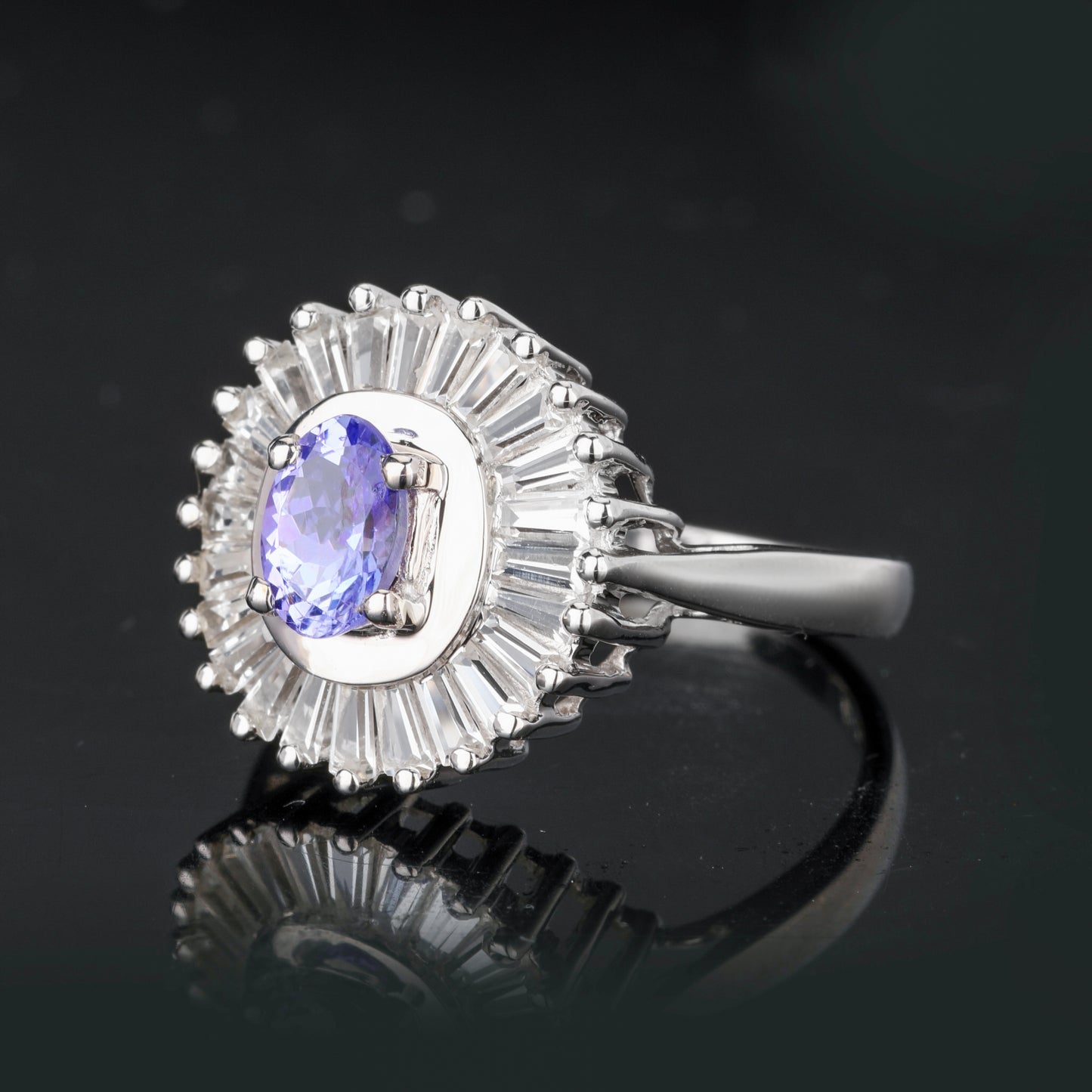 Natural Tanzanite Ring With White Topaz 2.19 Carats Sterling Silver