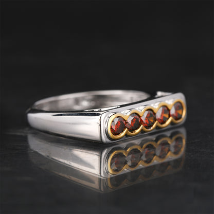 Red Diamond Ring 0.5 Carats 9K Yellow & White Gold