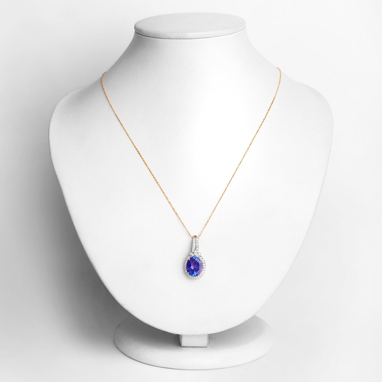 Tanzanite Pendant Necklace Diamonds 3.73 Carats 14K Yellow Gold