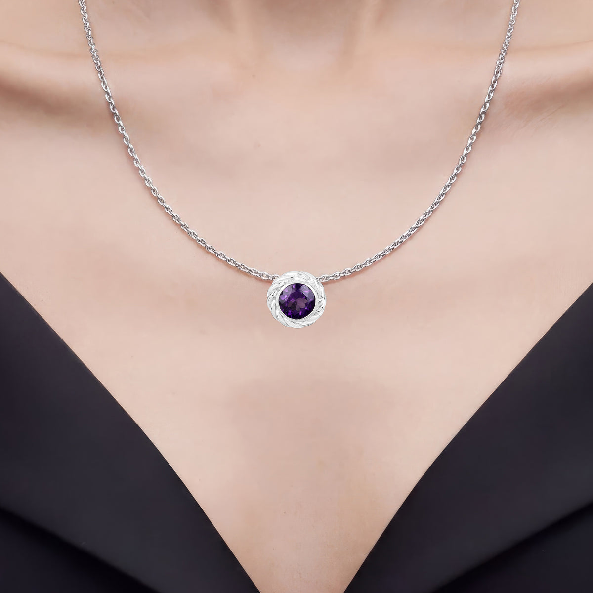 Amethyst Pendant 3.28 Carats Sterling Silver