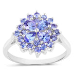 Tanzanite Cluster Ring 1.15 Carats Sterling Silver