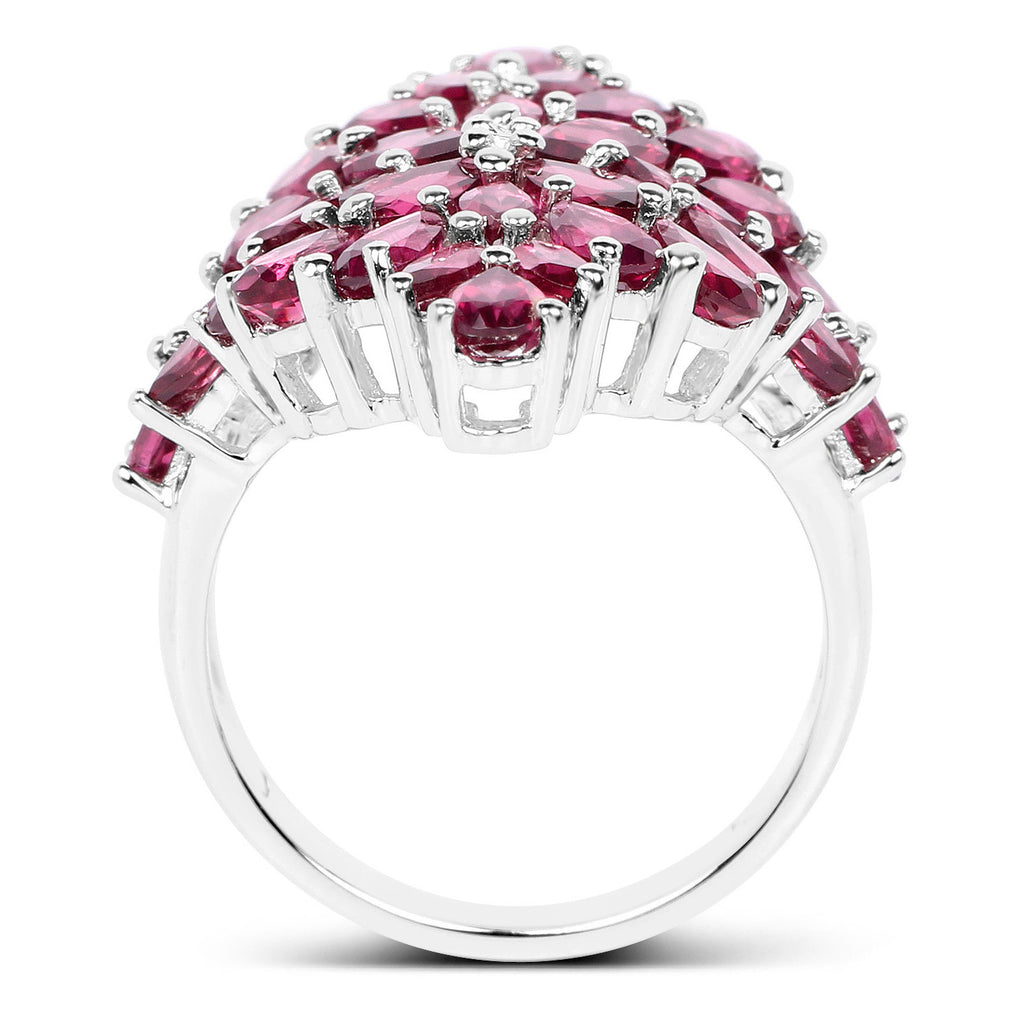 Rhodolite Cluster Ring 7.5 Carats Sterling Silver