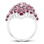 Rhodolite Cluster Ring 7.5 Carats Sterling Silver