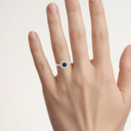 Blue Sapphire Ring With Diamonds 0.76 Carats 14K White Gold