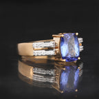 Natural Tanzanite Ring With Diamonds 1.99 Carats 9K Yellow Gold
