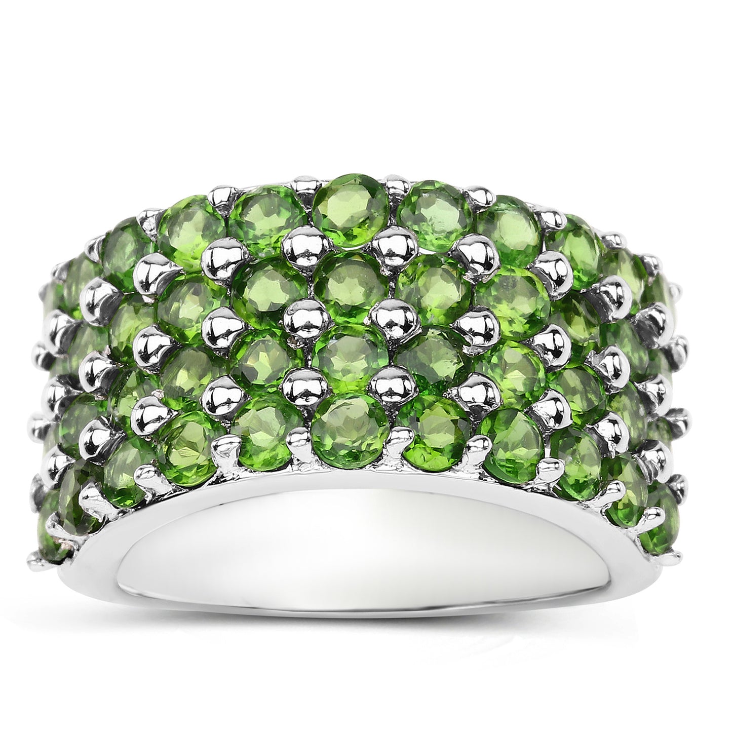 Chrome Diopside Ring 3.06 Carats Sterling Silver