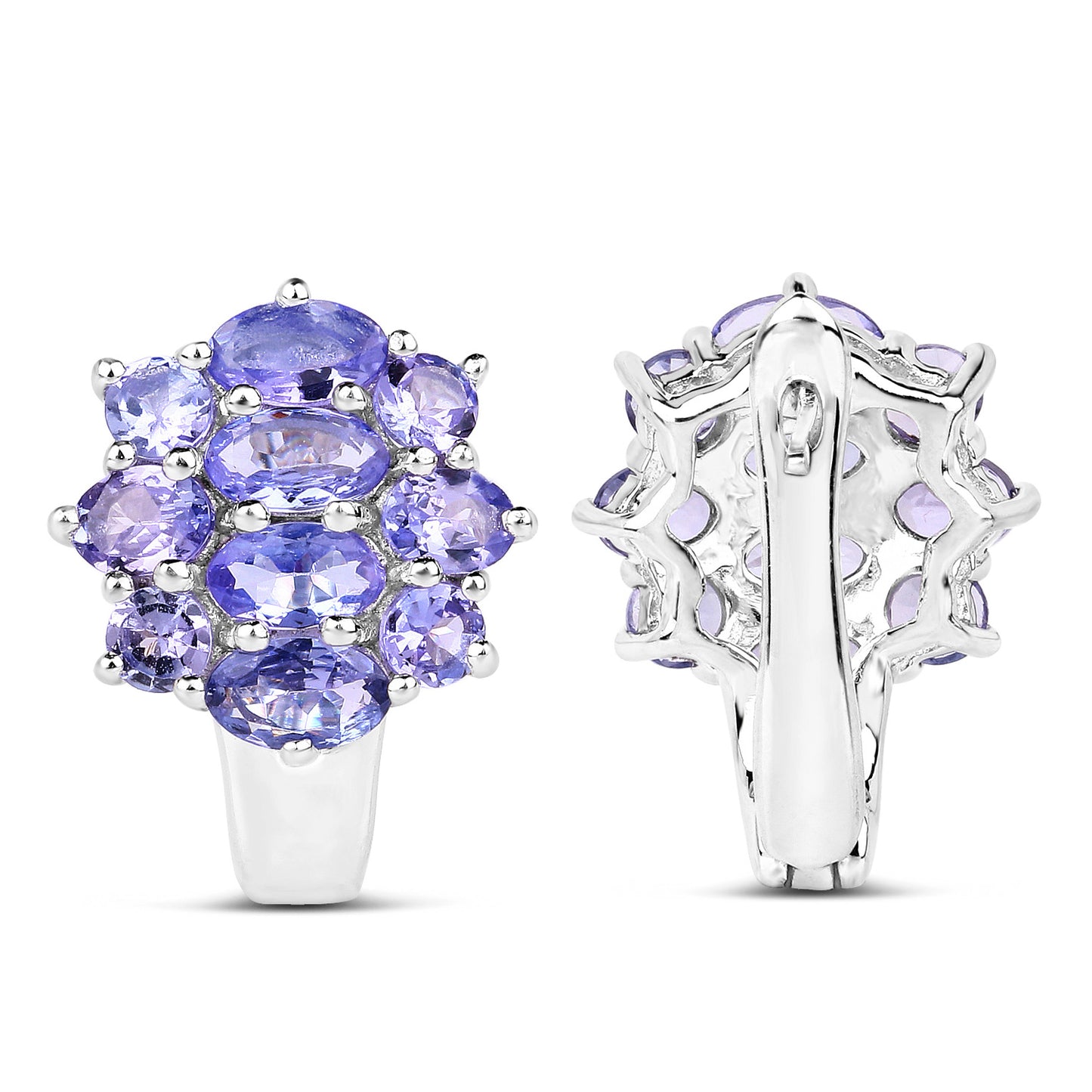 Natural Tanzanite Earrings 3.42 Carats Sterling Silver