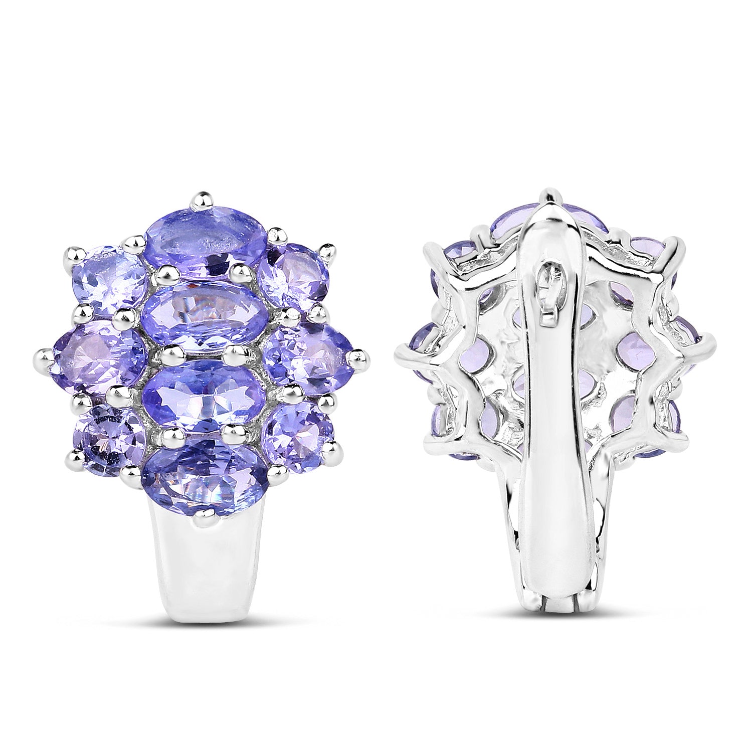 Natural Tanzanite Earrings 3.42 Carats Sterling Silver
