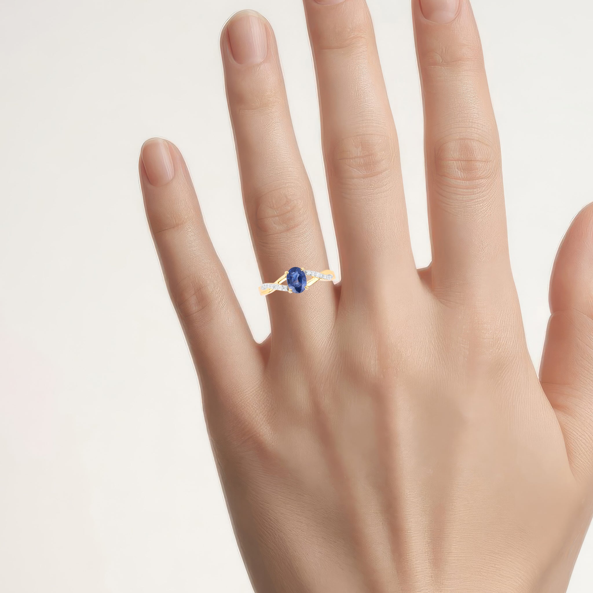 Blue Sapphire Ring With Diamonds 1.02 Carats 14K Yellow Gold