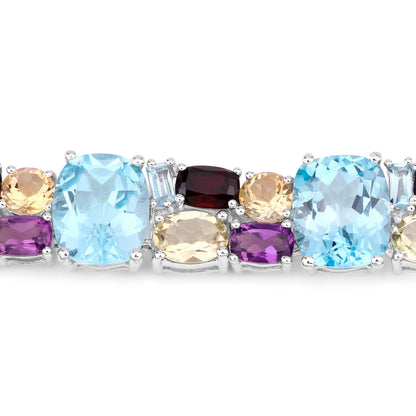 Multicolored Gemstone Bracelet 51 Carats Topaz Quartz Amethyst Garnet Citrine