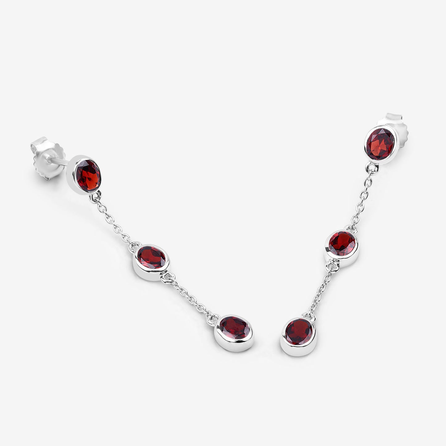 Garnet Earrings 2.68 Carats Sterling Silver