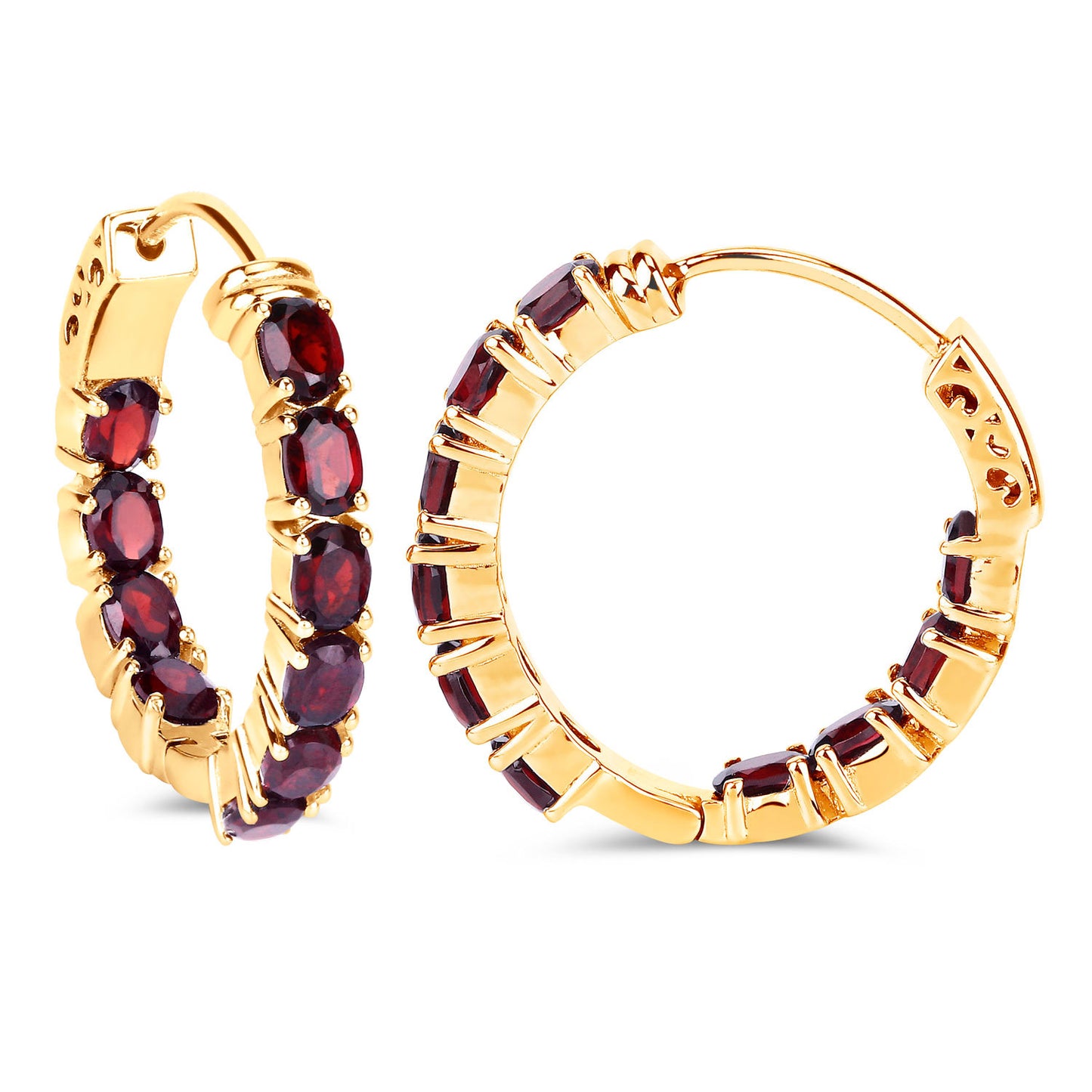 Garnet Earrings 3.98 Carats Gold Plated Silver