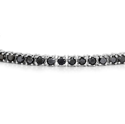 Black Diamond Tennis Bracelet 3.15 Carats Sterling Silver