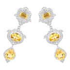 Citrine Earrings With White Topaz 6.6 Carats Sterling Silver