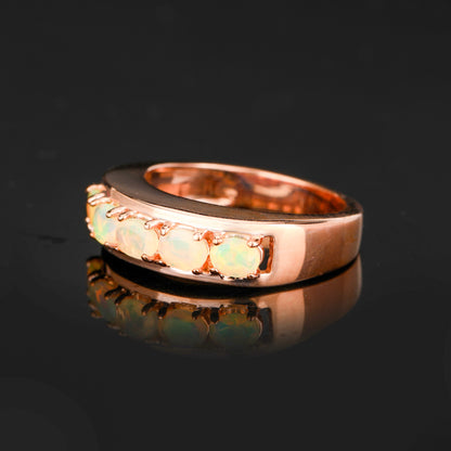 Natural Ethiopian Opal Ring 0.50 Carats Gold Plated Silver