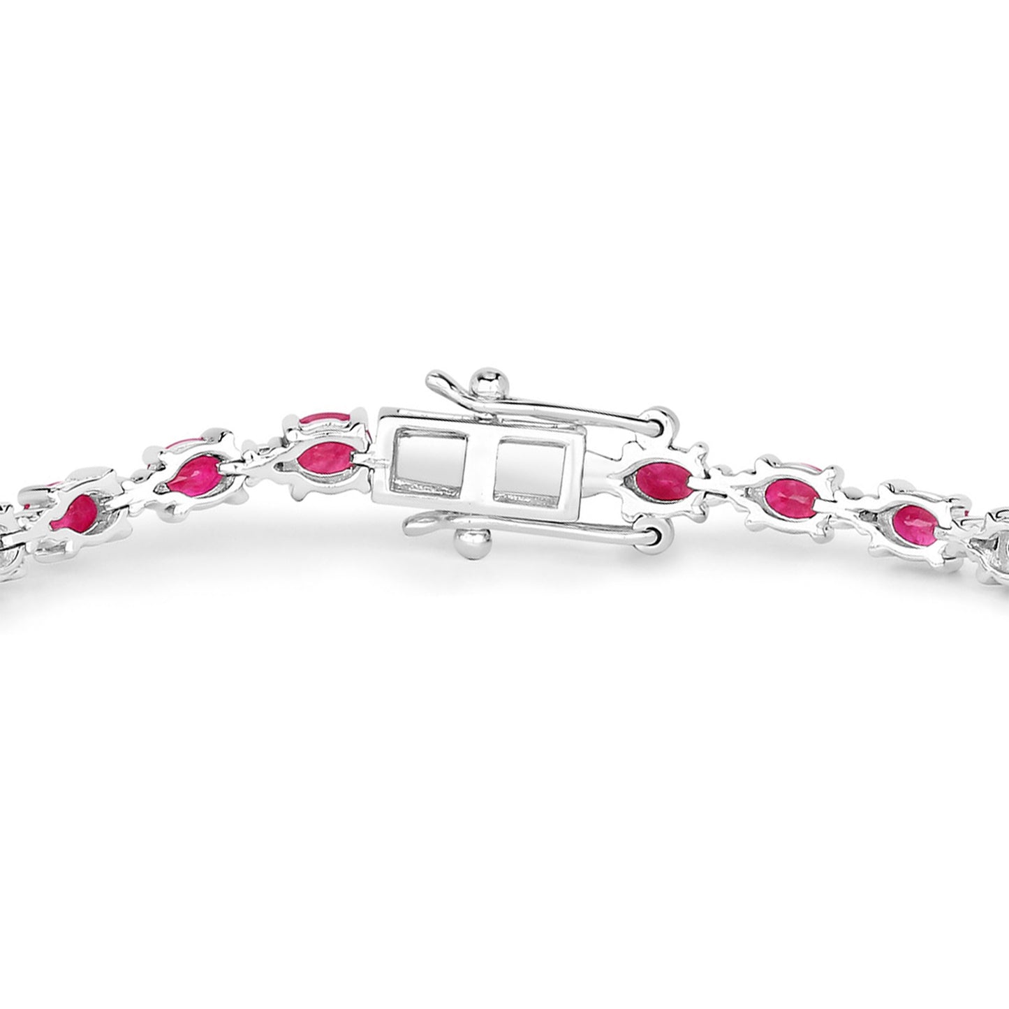 Ruby Bracelet With Diamonds 6.58 Carats 14K White Gold