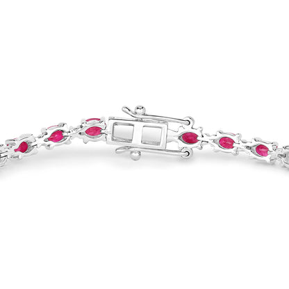 Ruby Bracelet With Diamonds 6.58 Carats 14K White Gold