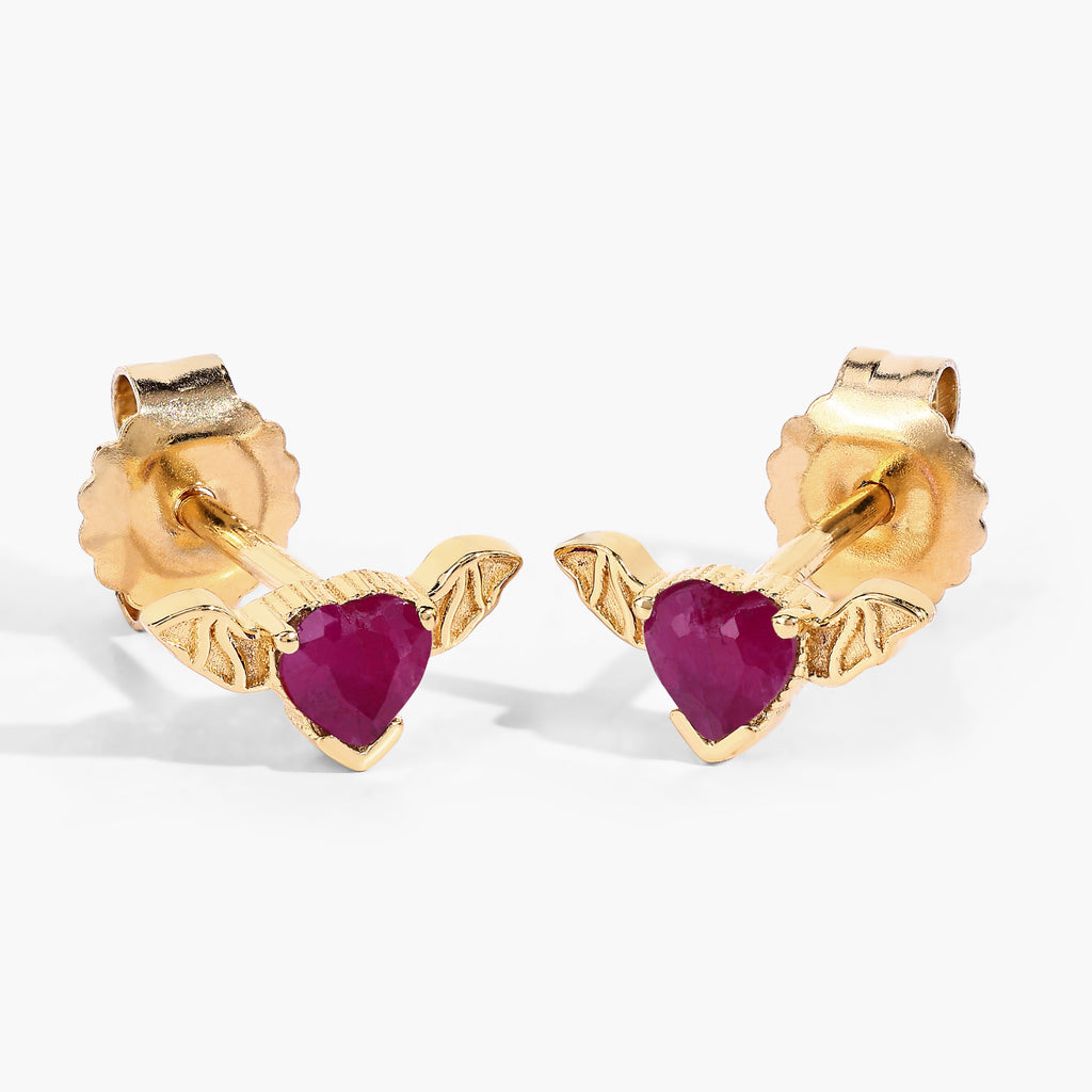 Ruby Bat Stud Earrings 0.38 Carats Gold Plated Silver